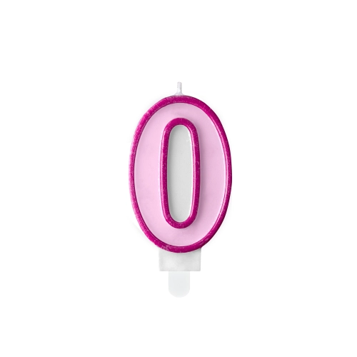 Sviečka na tortu číslo 0 ružová 7 cm