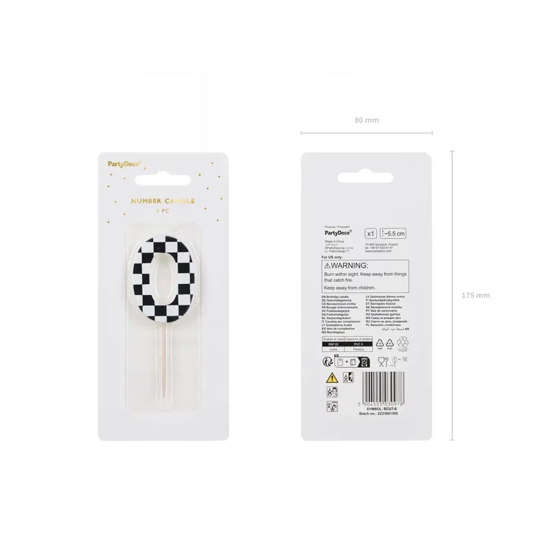 Tortagyertya 0 szám, kockás minta, vegyes színek