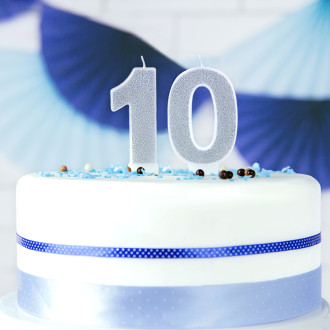 Sviečka na tortu číslo 0 strieborná trblietavá