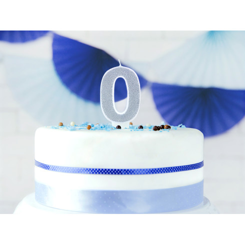 Svjećica za tortu broj 0 srebrna sjajna