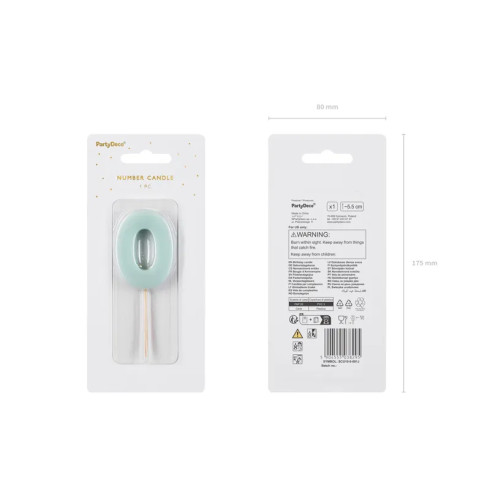 Sviečka na tortu číslo 0 svetlomodrá 5,5 cm