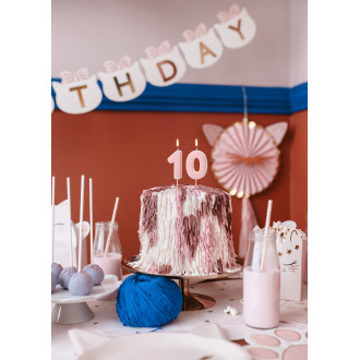 Sviečka na tortu číslo 0 svetloružová