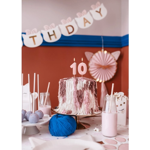 Lumânare pentru tort cifră 0 roz deschis