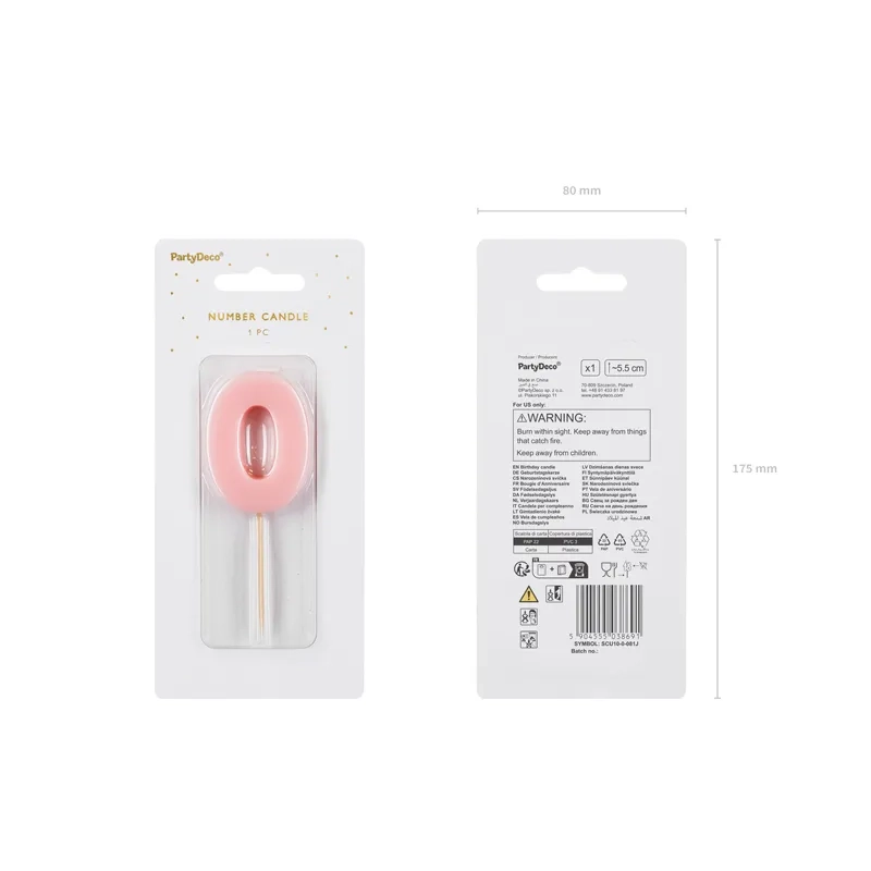 Világos rózsaszín tortagyertya 0-as szám