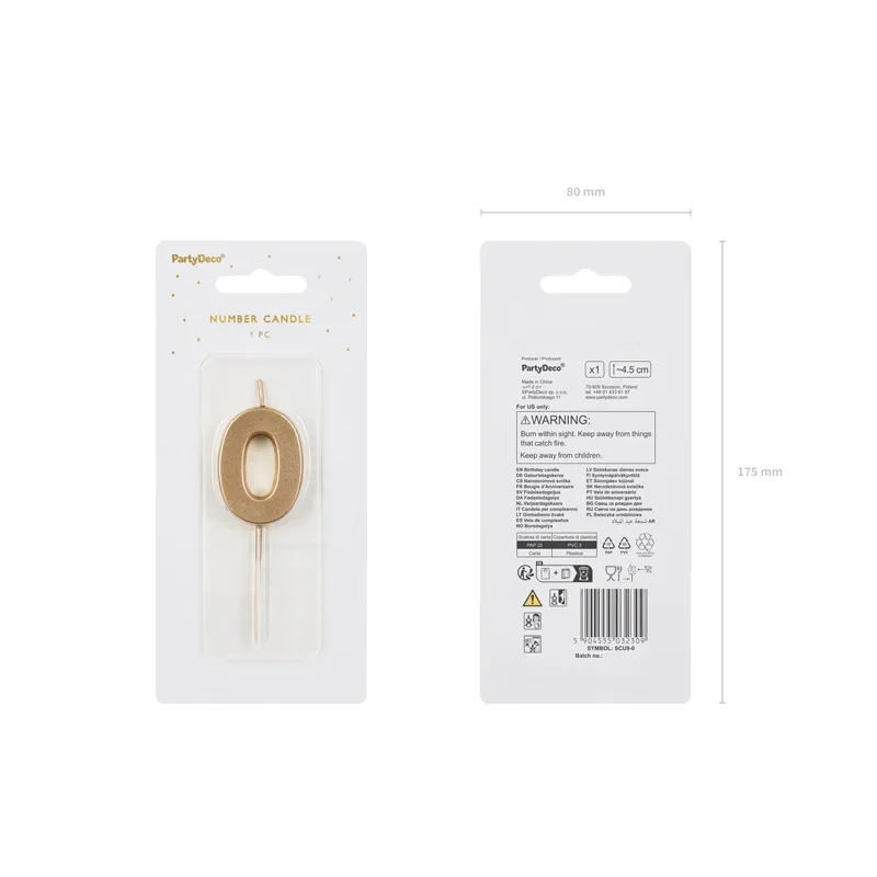 Arany tortagyertya 0 szám, 4,5 cm