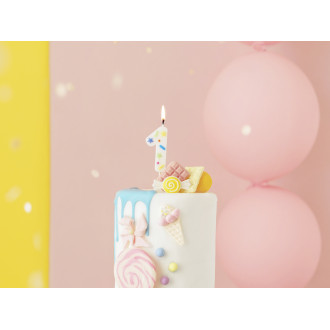 Sv\u00ed\u010dka na dort \u010d\u00edslo 1 b\u00edl\u00e1 s konfetami