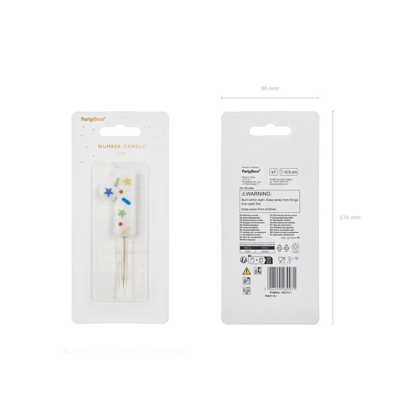 Tortagyertya 1-es szám, fehér, konfettivel
