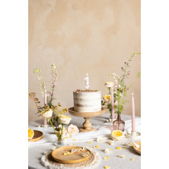 Sviečka na tortu číslo 1 biela s kvetmi 8 cm