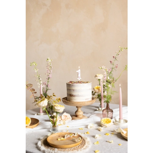 Sviečka na tortu číslo 1 biela s kvetmi 8 cm