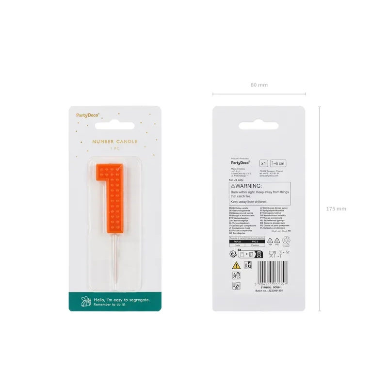 Piros tortagyertya 1-es szám, 6 cm