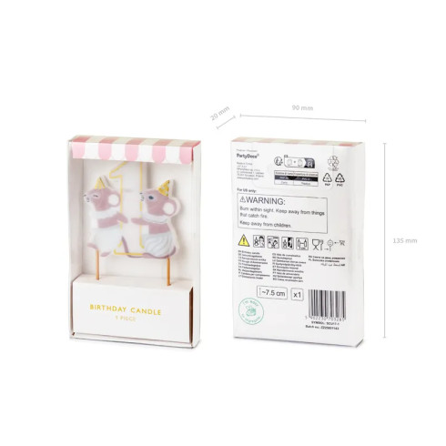 Sviečka na tortu číslo 1 Mýšky béžovo zlatá