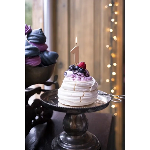 Lumânare pentru tort cifră 1 rose gold