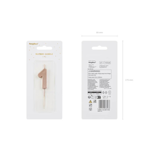 Sviečka na tortu číslo 1 rose gold