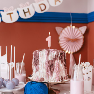 Sviečka na tortu číslo 1 svetloružová