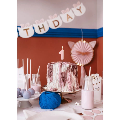 Sviečka na tortu číslo 1 svetloružová