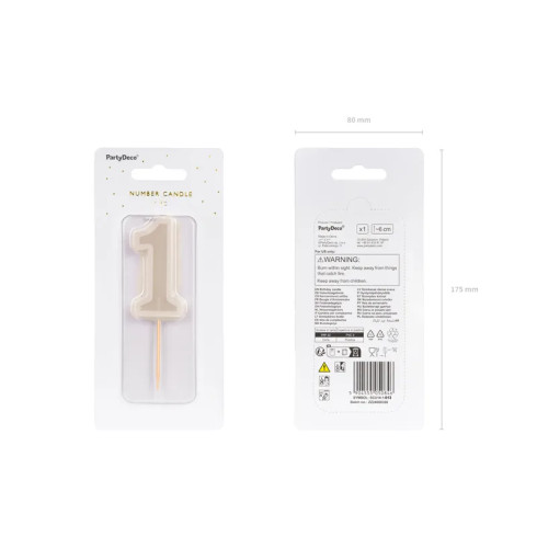 Svijeća za tortu broj 1 topla siva