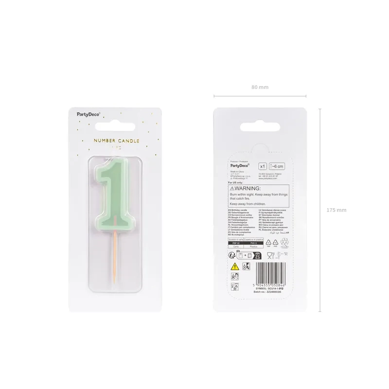 Zöld szülinapi gyertya tortára – 1-es szám