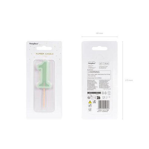 Zelena svečka za torto številka 1