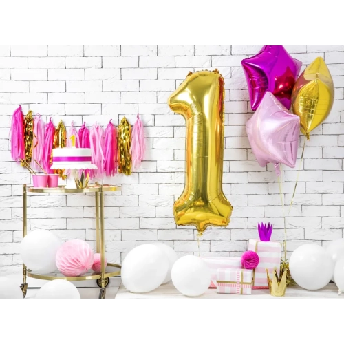 Bleščeča zlata svečka za torto številka 1