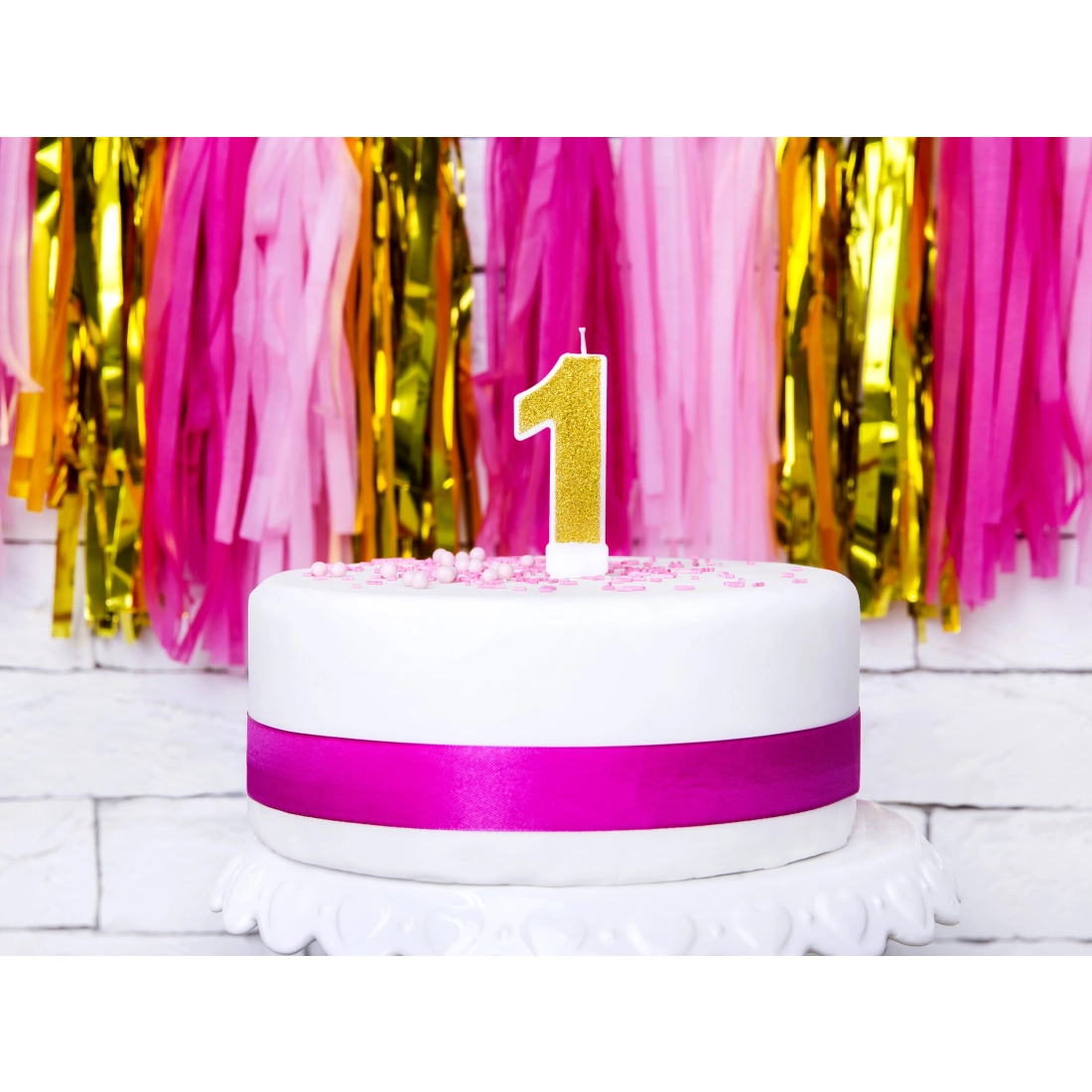 Csillogó arany tortagyertya 1-es szám