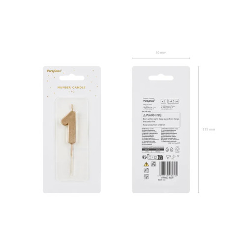 Sviečka na tortu číslo 1 zlatá