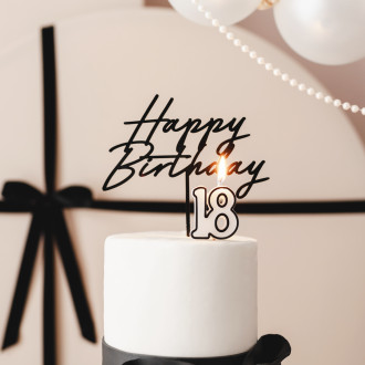 Světící číslo na dort 18 černobílé
