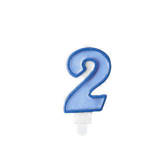 Svíčka na dort číslo 2 modrá 7 cm
