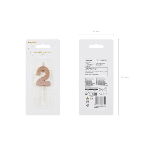 Sviečka na tortu číslo 2 rose gold
