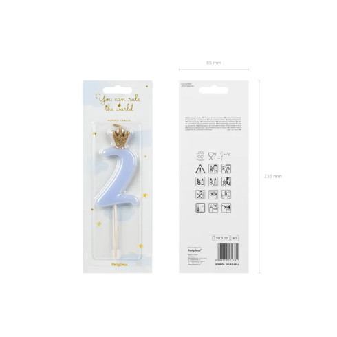 Sviečka na tortu číslo 2 svetlomodrá