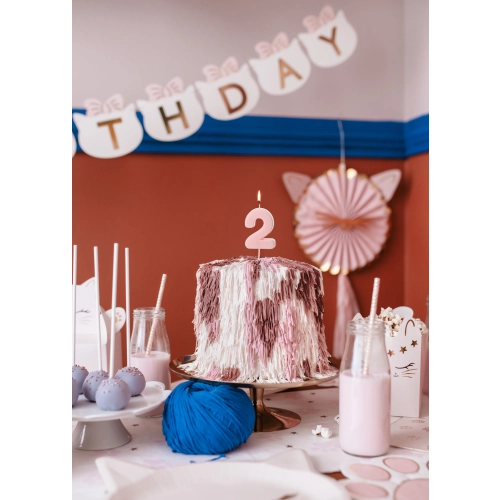 Sviečka na tortu číslo 2 svetloružová