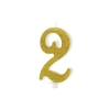 Lumânare pentru tort, cifră 2, auriu, 10 cm