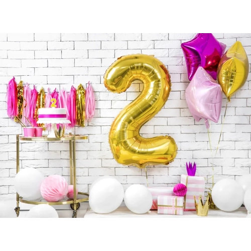 Lumânare pentru tort cifră 2, aurie cu sclipici