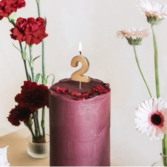 Sviečka na tortu číslo 2 zlatá