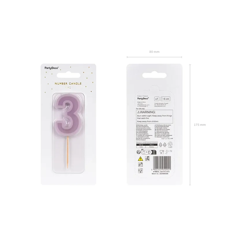 Lila tortagyertya 3-as szám formában
