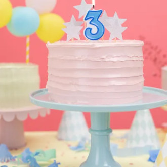 Sviečka na tortu číslo 3 modrá 7 cm