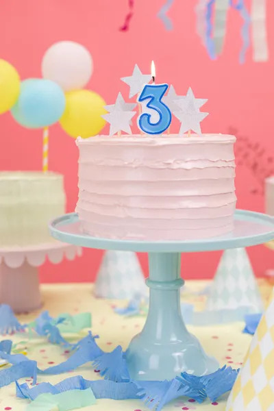 Sviečka na tortu číslo 3 modrá 7 cm