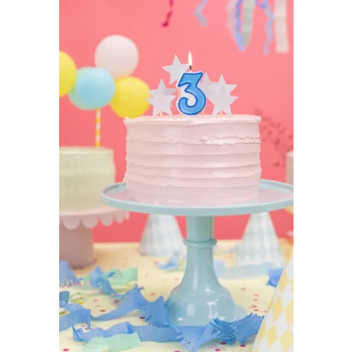 Sviečka na tortu číslo 3 modrá 7 cm