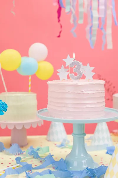 Sviečka na tortu číslo 3 strieborná trblietavá