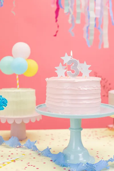 Sviečka na tortu číslo 3 strieborná trblietavá