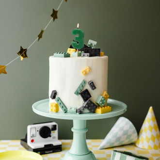 Sviečka na tortu číslo 3 zelená 6 cm