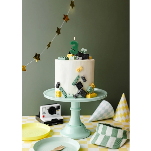 Lumânare pentru tort cifră 3, verde, 6 cm
