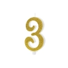 Lumânare pentru tort cifră 3, aurie sclipitoare