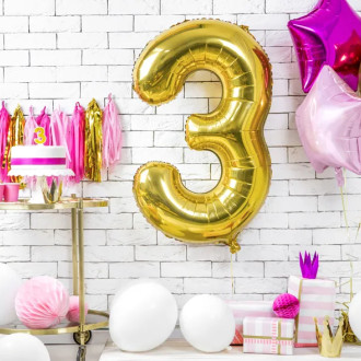 Sviečka na tortu číslo 3 zlatá trblietavá