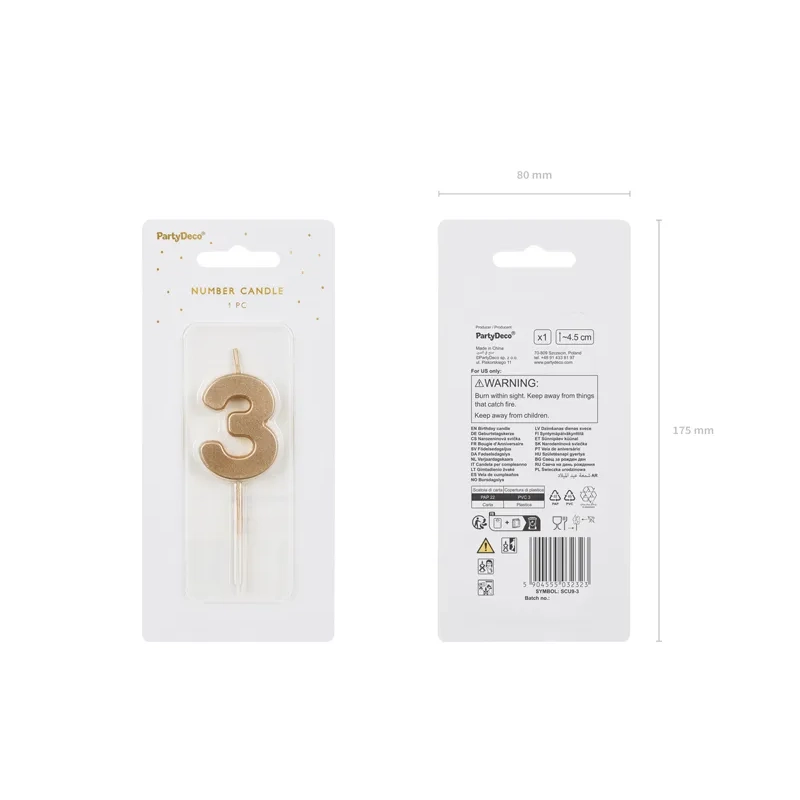 Arany születésnapi gyertyaszám 3