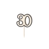 Lumânare pentru tort cifră 30, alb-negru