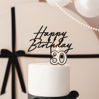 Sviečka na tortu číslo 30 čierno biela