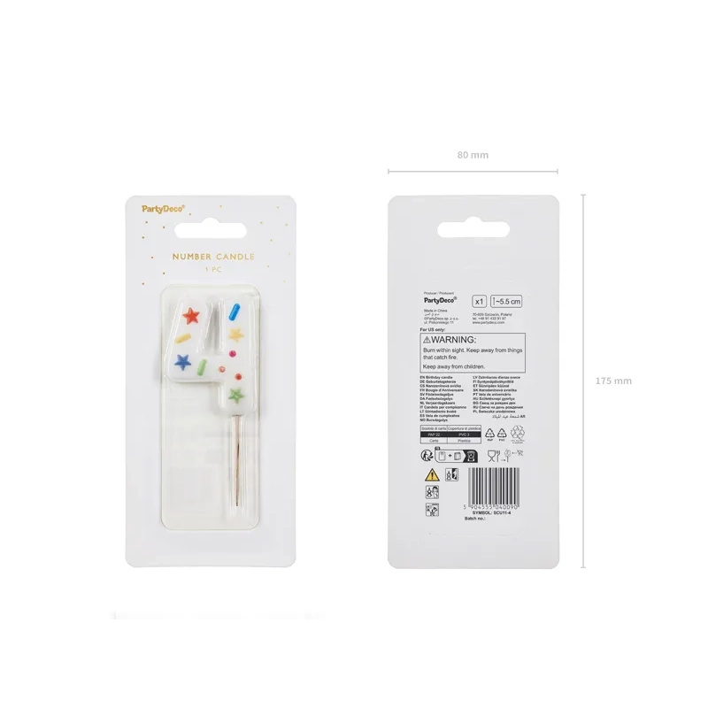 Tortagyertya 4-es szám, fehér, konfettis