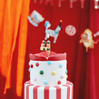 Sviečka na tortu číslo 4 Rhombus mix farieb 5,5 cm