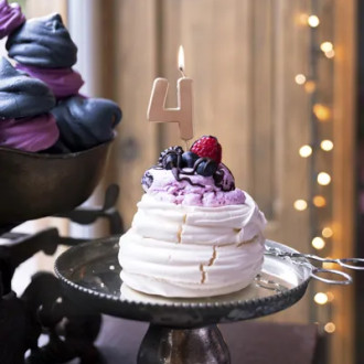 Sviečka na tortu číslo 4 ružovo zlatá