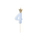 Svečka za torto številka 4 svetlomodra